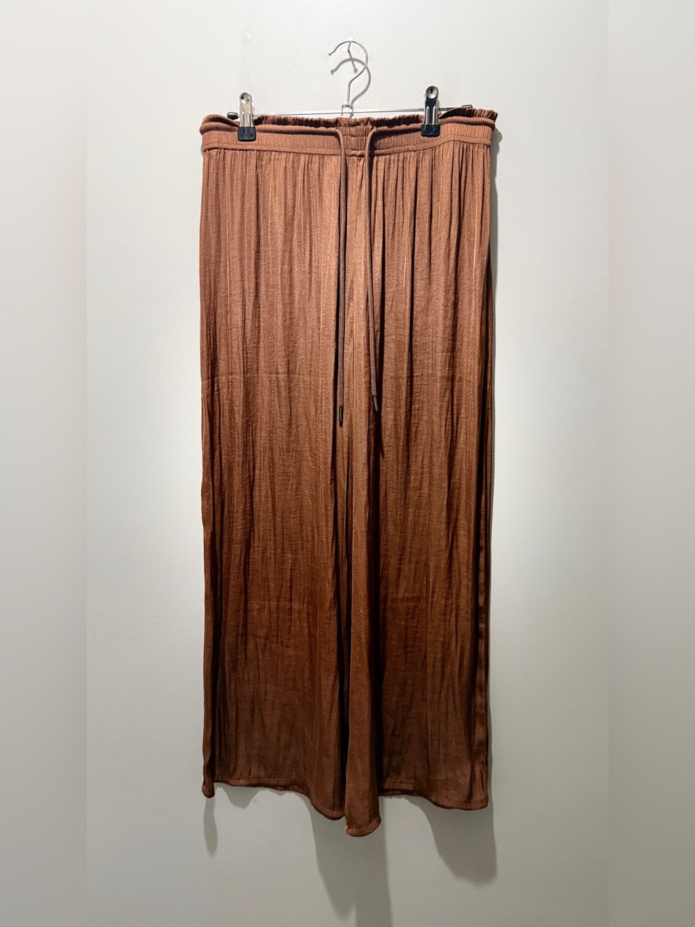 Rachel Zoe Wide-Leg Satin Drawstring Pants - Brown - Picture 2 of 5